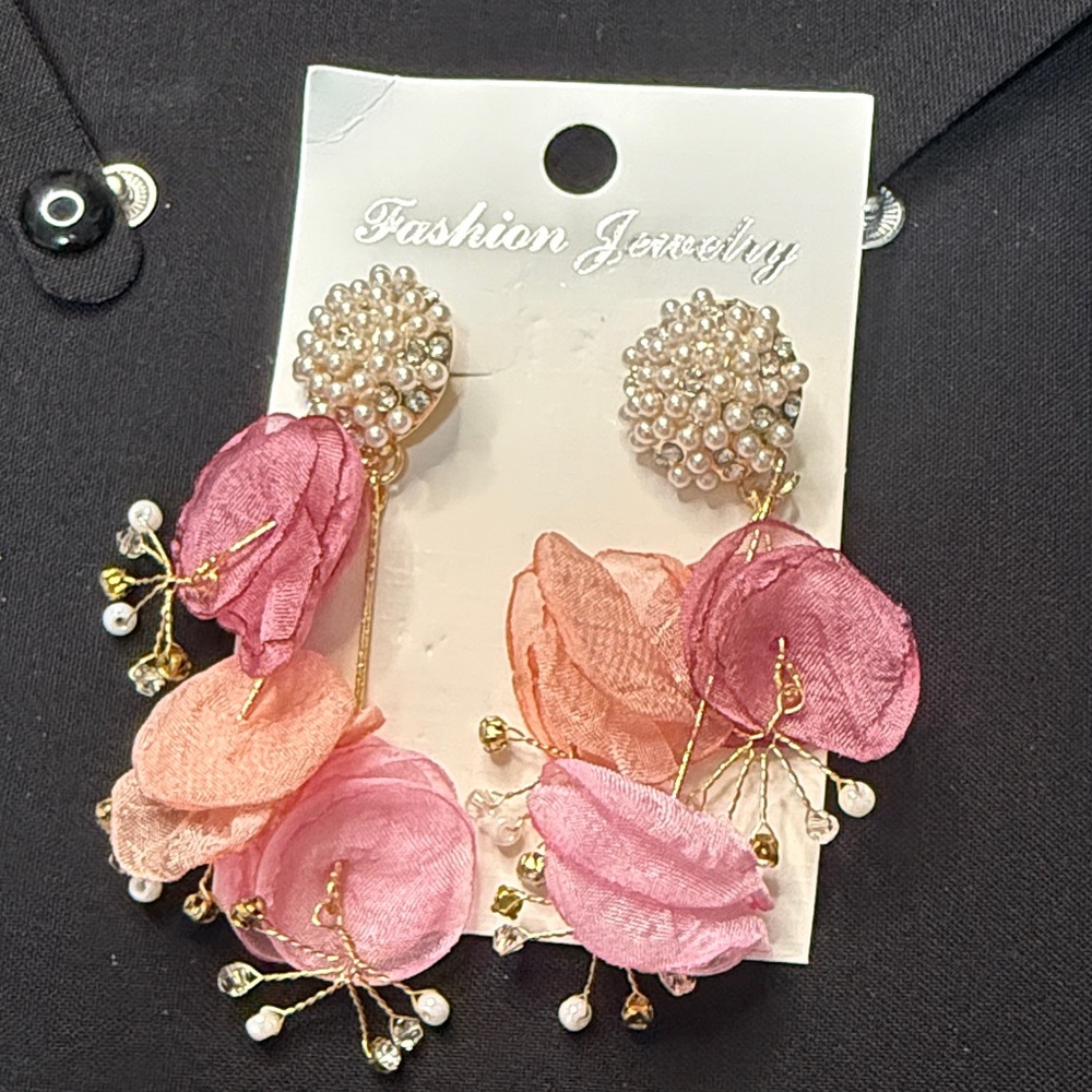Elegant Floral Pearl Drop Earrings
